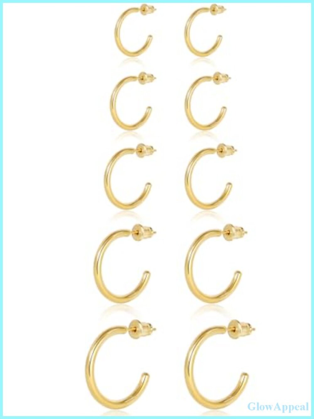 14K Gold Plated Huggie Hoop Earrings Set Hypoallergenic Stainless Steel